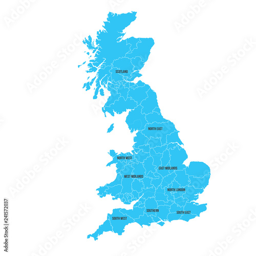 United Kingdom. Great Britan map. Vector map isolated on white background.