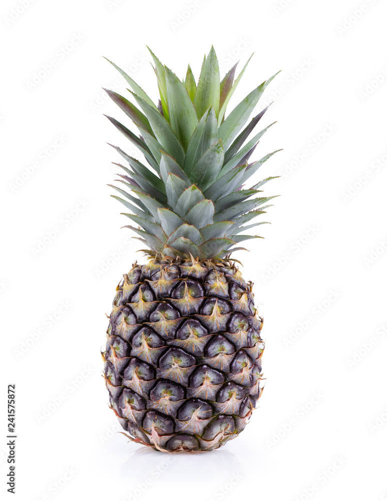 pineapple with slices isolated on white background.