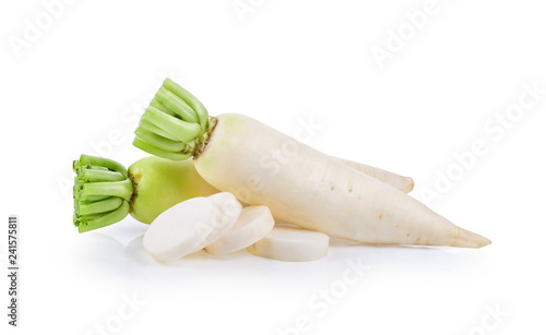 Принти на полотні fresh white radish with slices isolated on white background