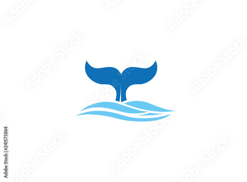 Whale diving deep Tail up Logo