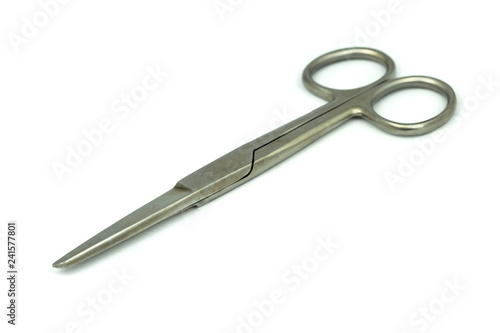 Medical tool, The scissors on the white background