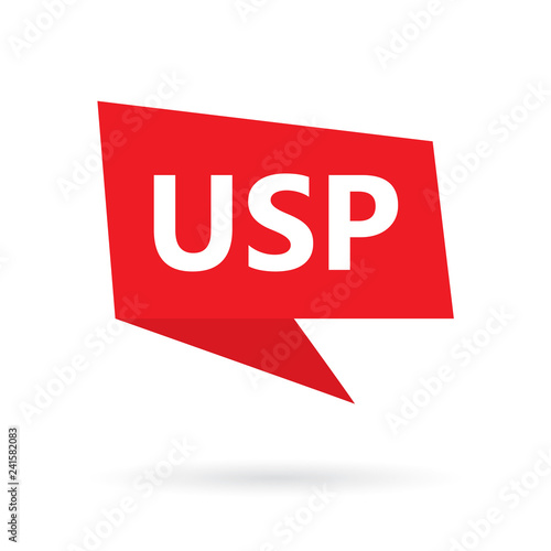 USP (Unique Selling Proposition) acronym on a speach bubble- vector illustration