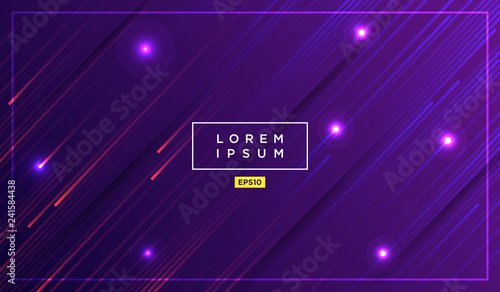 Diagonal stripes vector lines falling with shadow and glowing light illustration. Space and stars on dark purple background. Beautiful magic backdrop with text placeholder for your design