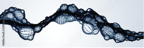 Abstract vector flowing wide wallpaper background. Biological mutation, microscopic virus, dotted particles shape, nano technology. Abstract flowing wide wallpaper background.