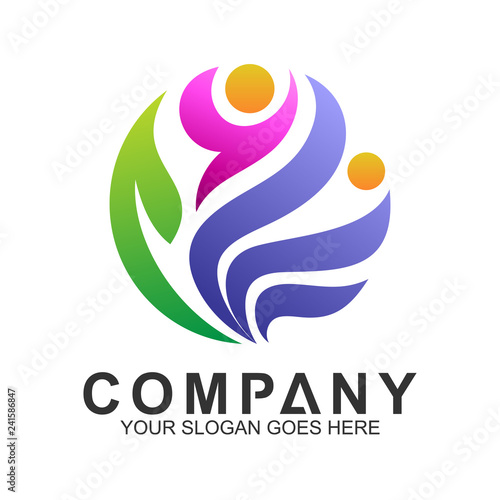 healthy and people community logo in circle shape