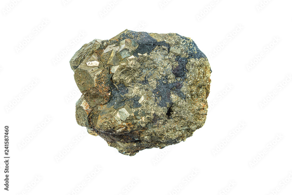 Pyrite mineral isolated on the white Pyrite mineral isolated on the white