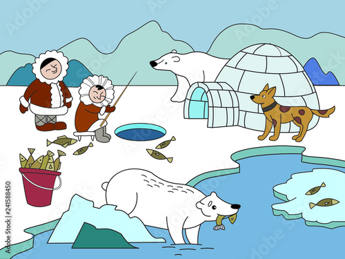North Pole vector. Educational game for kids educational game. Arctic animals