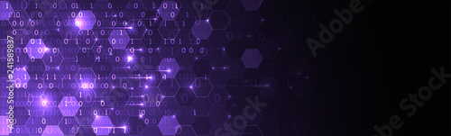 Technology background. Big data concept. Binary computer code.  Vector illustration.