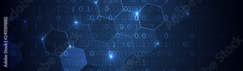 Technology background. Big data concept. Binary computer code.  Vector illustration.