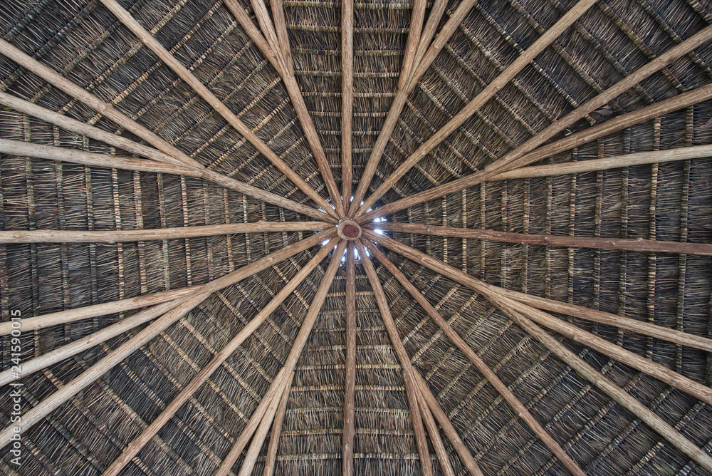 hatched roof structure from beneath