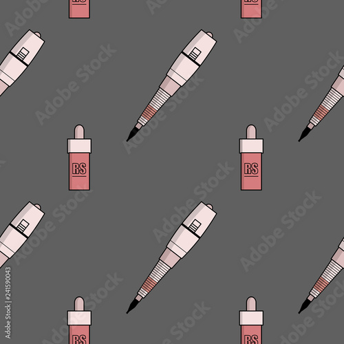 Vector simple pattern of equipment for permanent make-up. Used for backgrounds on the site, business cards, wallpaper