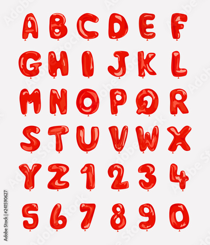 red balloon alphabet in vector illustration 