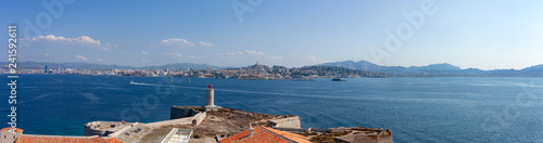 Panoramic view on Marseille from If Castle, France.