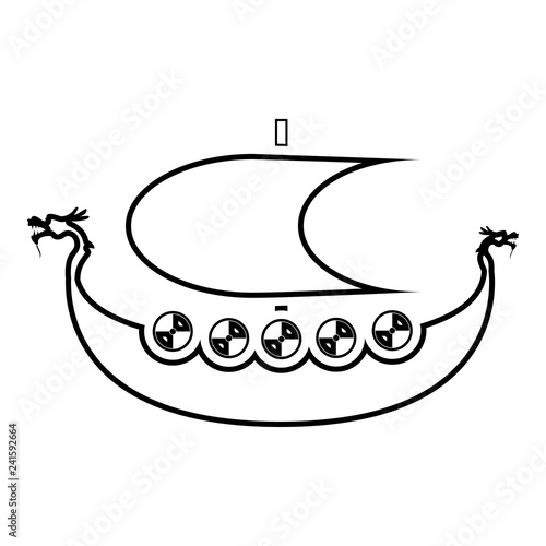 Viking drakkar Dracar sailboat Viking's ship Viking boat icon black color vector illustration flat style image