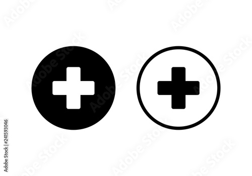 Plus Icon vector. Add plus icon. Addition sign. Medical Plus icon