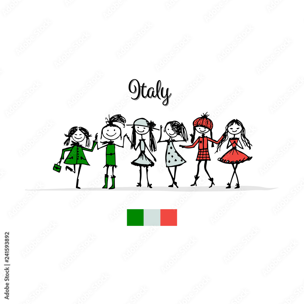 Fototapeta premium Girls party, sketch for your design
