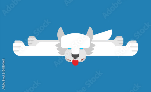 White wolf skin trophy hunting isolated. Vector illustration