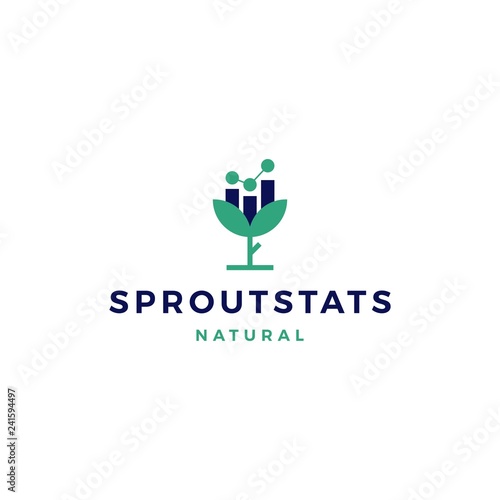 leaf stats statistics chart sprout logo vector icon illustration
