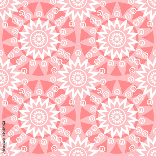 pattern con decorazioni floreali bianche su sfondo rosa