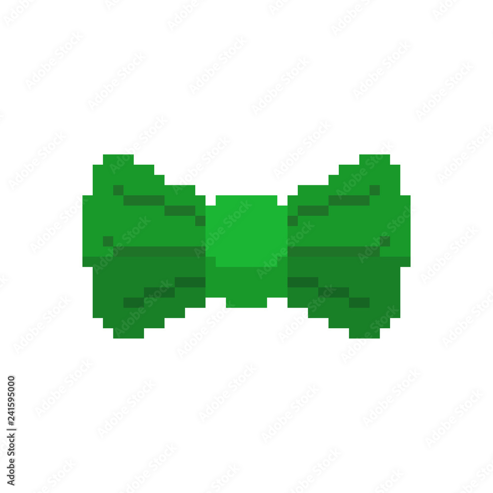Green Bow butterfly pixel art isolated. St. Patrick's Day Leprechaun Clothing Fashion Accessory Green Bow butterfly pixel art isolated. St. Patrick's Day Leprechaun Clothing Fashion Accessory