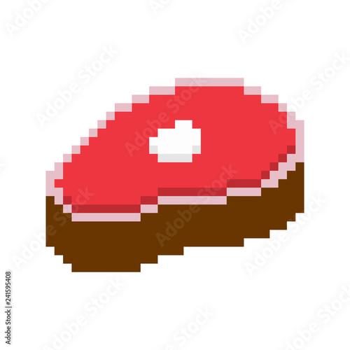 Slice meat pixel art. pork on bone 8 bit. Piece of Beef beefsteak Old school games graphics