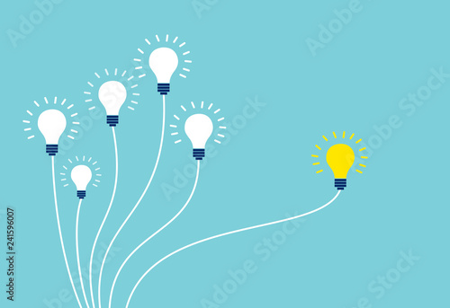 Vector of light bulbs on blue background.