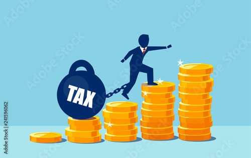Vector of a business man overburdened with high taxes