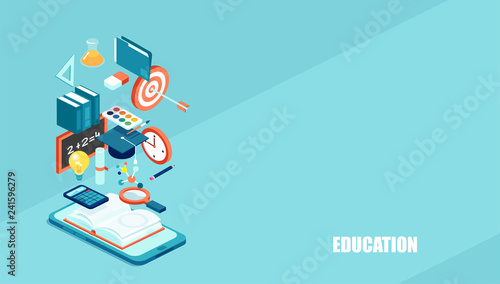 Education 3d isometric web icons.