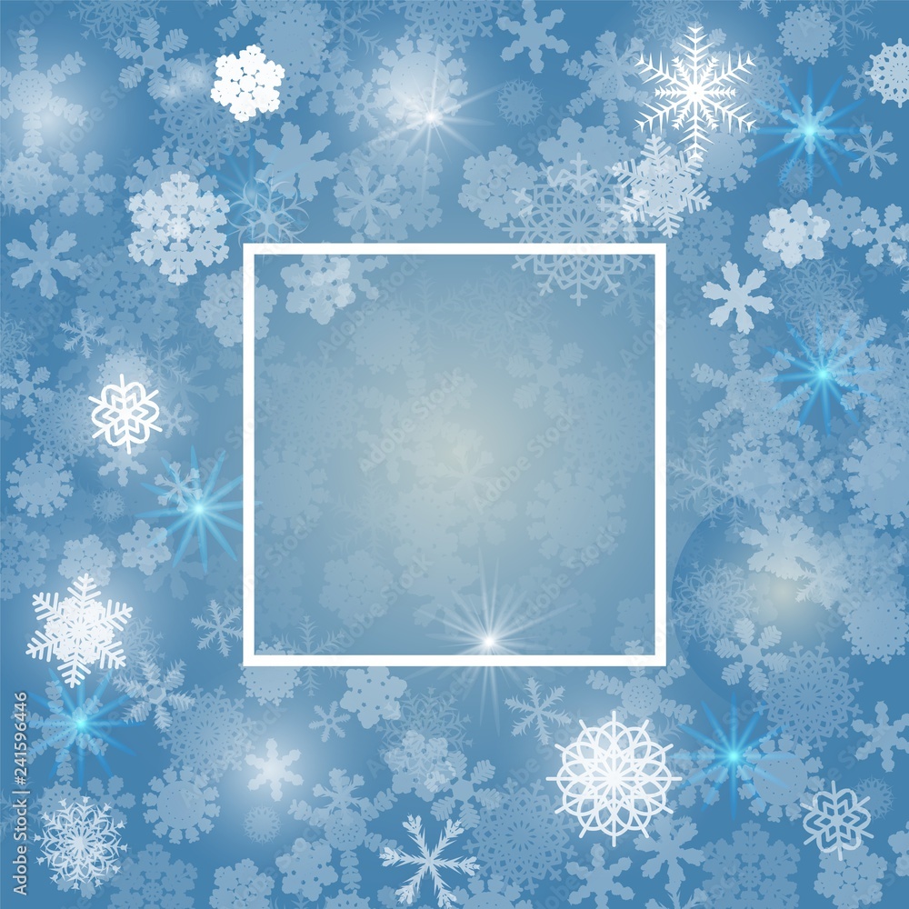 Abstract blue background. A lot of different shining snowflakes. Greeting card. Vector illustration. Eps 10. Abstract blue background. A lot of different shining snowflakes. Greeting card. Vector illustration. Eps 10.