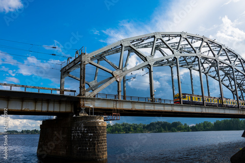 Railway Bridge (Dzelzcela tilts) over Daugava River. Riga, Latvia photo