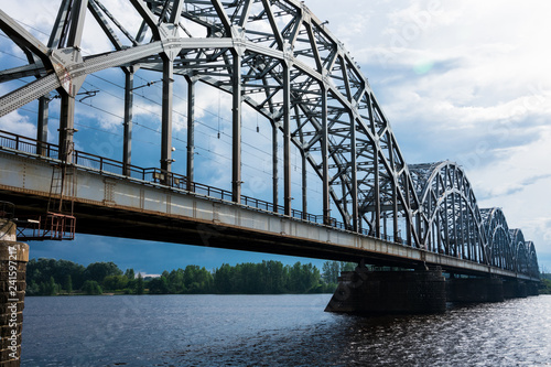 Railway Bridge (Dzelzcela tilts) over Daugava River. Riga, Latvia photo