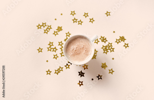 Coffee and stars on beige