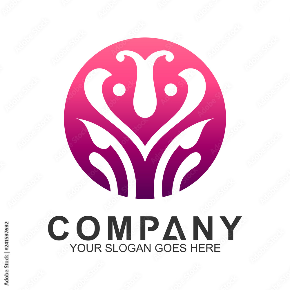 abstract flower logo in circle shape abstract flower logo in circle shape