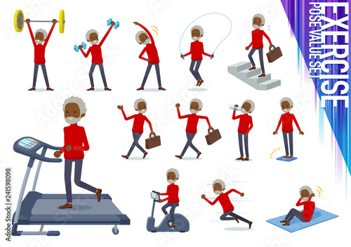 flat type high neck old man black_exercise