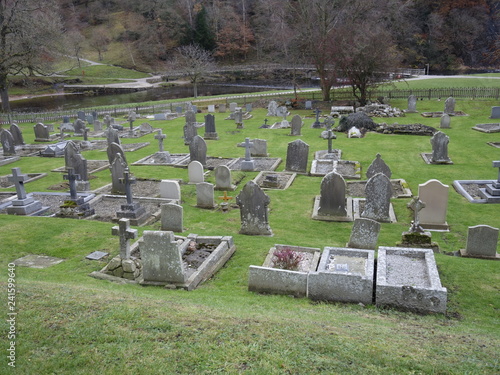 the graveyard at bolton abbey yorkshire england photo