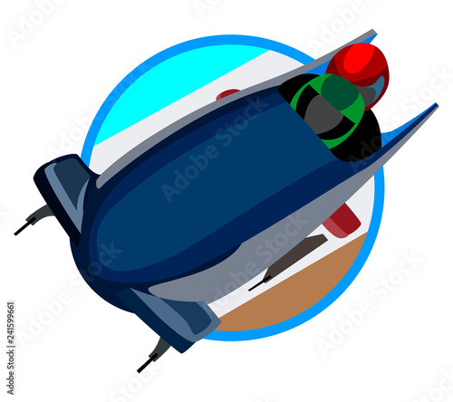 icon and image of bobsleigh, winter sports on white background