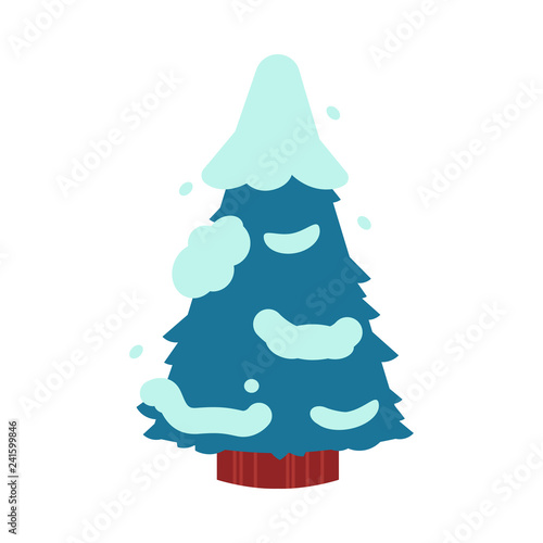 Wallpaper Mural Vector illustration of fir-tree covered with snow in flat style. Winter decorative element of forest or park snowy spruce isolated on white background for seasonal natural design. Torontodigital.ca