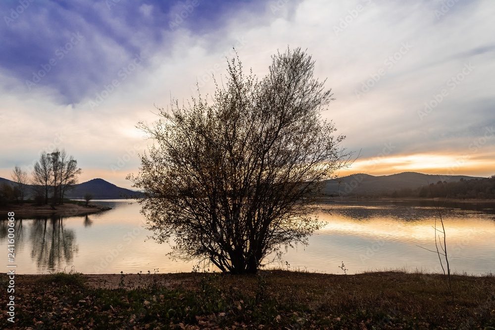 sunset in the Ullibarri Gamboa reservoir sunset in the Ullibarri Gamboa reservoir