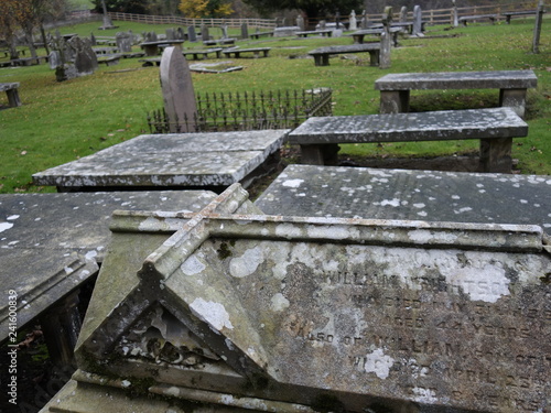 the graveyard at bolton abbey yorkshire england photo