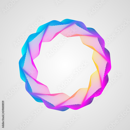 Neon effect. wavy bright gradient frame. Stylized Guilloche Element