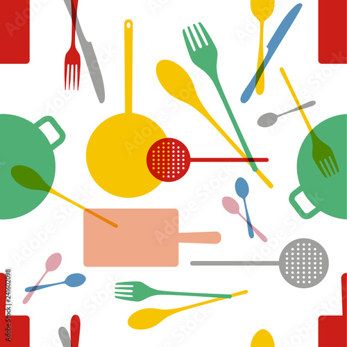 Kitchenware pattern. Seamless. Vector Illustration.