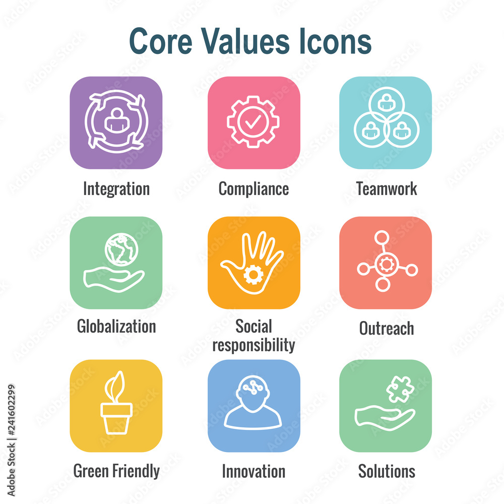 Core Values Outline / Line Icon Conveying Integrity - Purpose Core Values Outline / Line Icon Conveying Integrity - Purpose