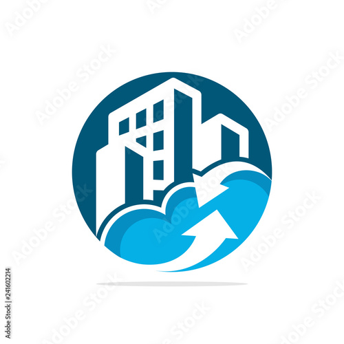 Vector illustration icons with the concept of smart city management based on cloud computing technology