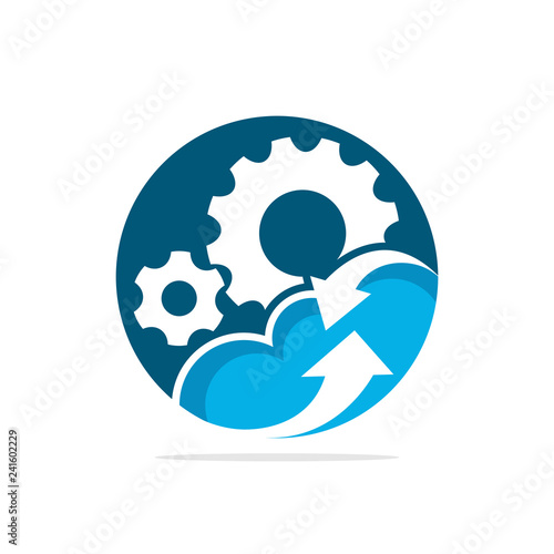 Vector illustration icon with the concept of cloud computing work configuration process