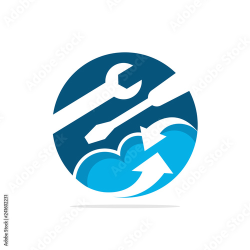Vector illustration icon with the concept of optimizing the repair and maintenance of the cloud computing system