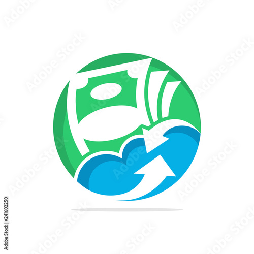 Vector illustration icon with the concept of cloud computing system for financial services