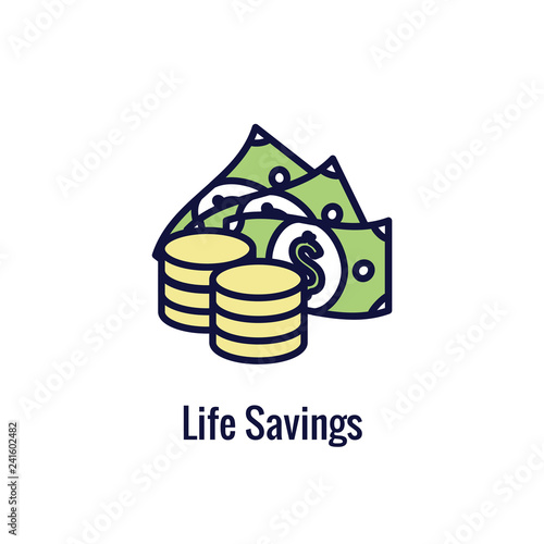 Retirement Account and Savings Icon Set w Mutual Fund, Roth IRA, etc