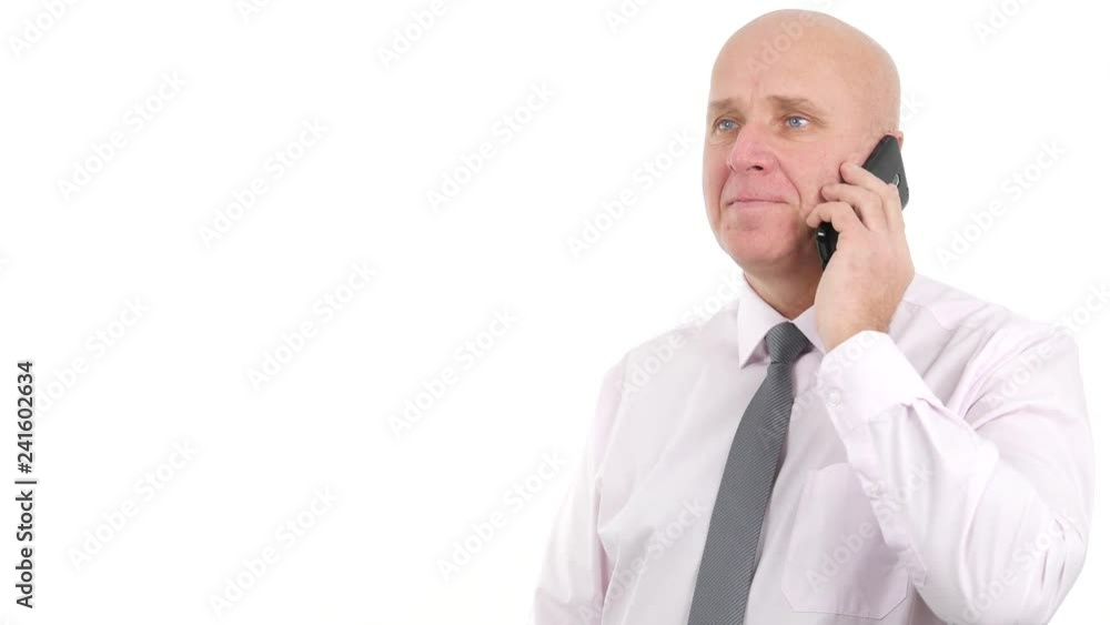 Confident Businessman Talking to Mobile Smile and Gesticulate Happy Confident Businessman Talking to Mobile Smile and Gesticulate Happy