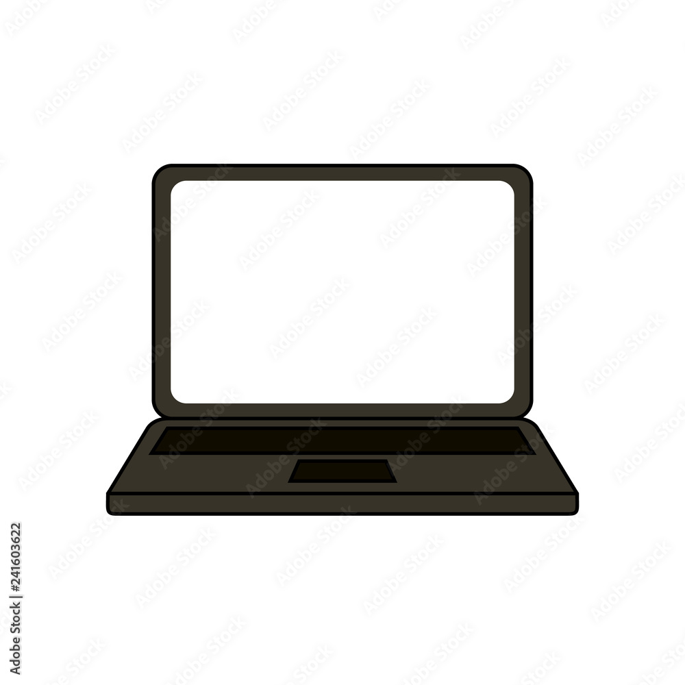 Vector Laptop Icon, Blank White Screen, Isolated on White. Vector Laptop Icon, Blank White Screen, Isolated on White.
