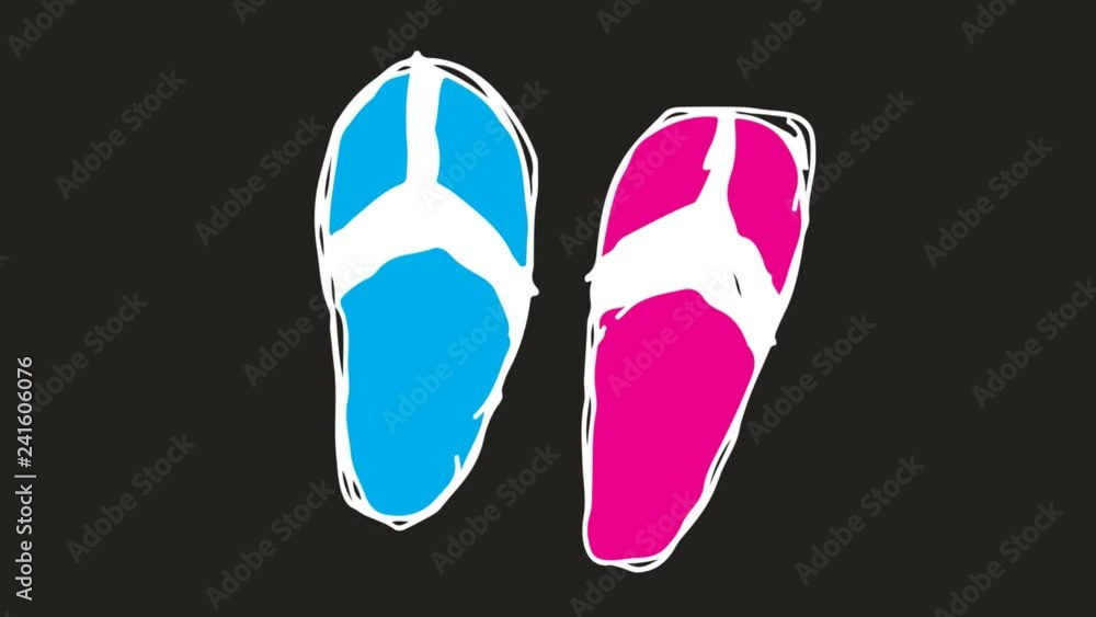 hand drawing black screen with theme of slippers hand drawing black screen with theme of slippers